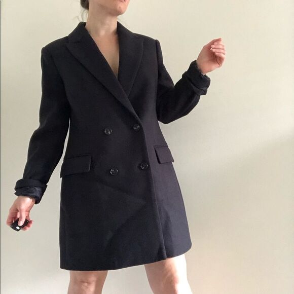 NWT REISS Dana Black Double Breasted Wool Pea Coat Size 8 - Picture 6 of 16